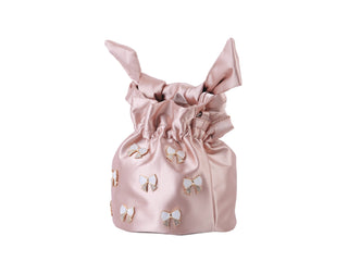 Satin Bucket Bag with Bow Charms
