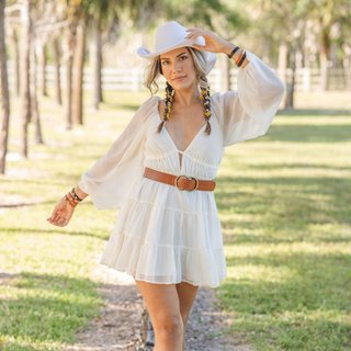Wide Harmony Buckle Leather Belt