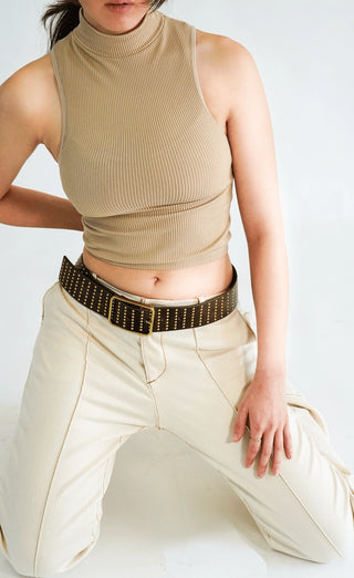 Stud-Covered Leather Belt