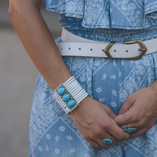 Boho Triangular Buckle Leather Belt Set