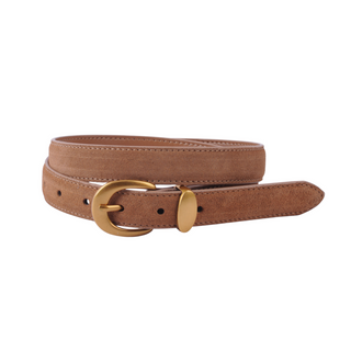 Suede Belt with Gold Curve Buckle - Ships December 22nd