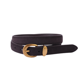 Suede Belt with Gold Curve Buckle - Ships December 22nd