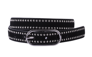 Stud-Lined Suede Belt