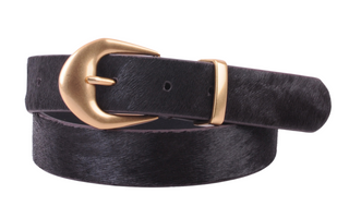 Calf Hair Belt with Thick Gold Buckle - Ships December 22nd