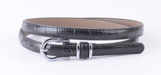 Skinny Croco Belt with Silver Equestrian Buckle