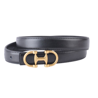 Stitched Clean Leather Belt with Horsebit Buckle - Ships by December 22nd