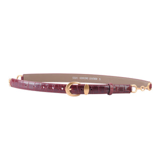 Skinny Croco Belt with Gold Hardware
