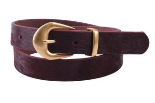 Calf Hair Belt with Thick Gold Buckle - Ships December 22nd