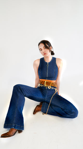 Golden Lined Leopard Print Belt - Ships October 27th