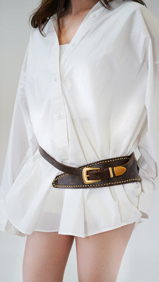 Avant Garde Wide Studded Western Belt - Ships December 8th