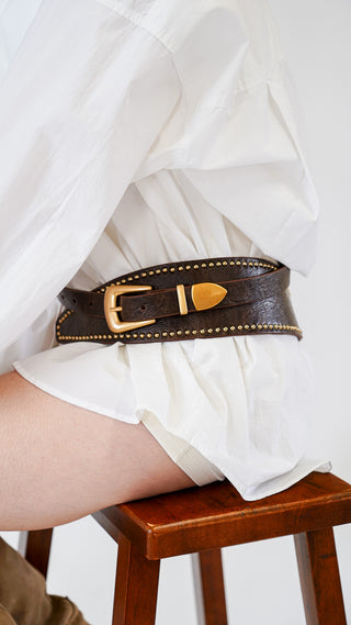 Avant Garde Wide Studded Western Belt - Ships December 8th