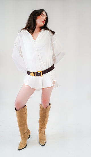 Zipper Lined Belt with Gold Hardware - Ships October 27th
