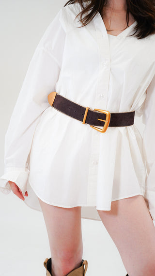 Zipper Lined Belt with Gold Hardware - Ships October 27th