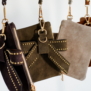 Suede Wristlet & Bow Hang-Off Set of 2