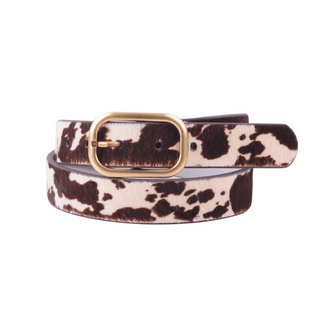 Animal Print Belt with Rectangular Buckle