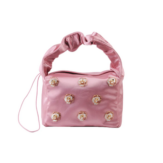 Satin Scrunch Bag with Bow Charms