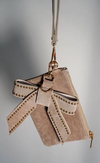 Suede Wristlet & Bow Hang-Off Set of 2