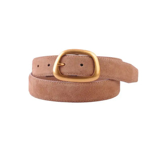 Suede Belt with Organic Shape Buckle - Ships December 22nd