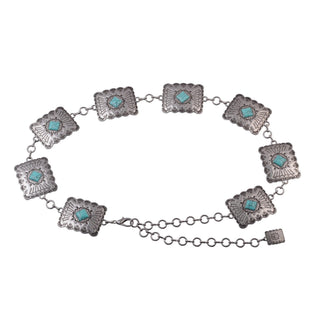 Turquoise Square Concho Chain Belt - Belt - mostwantedusa
