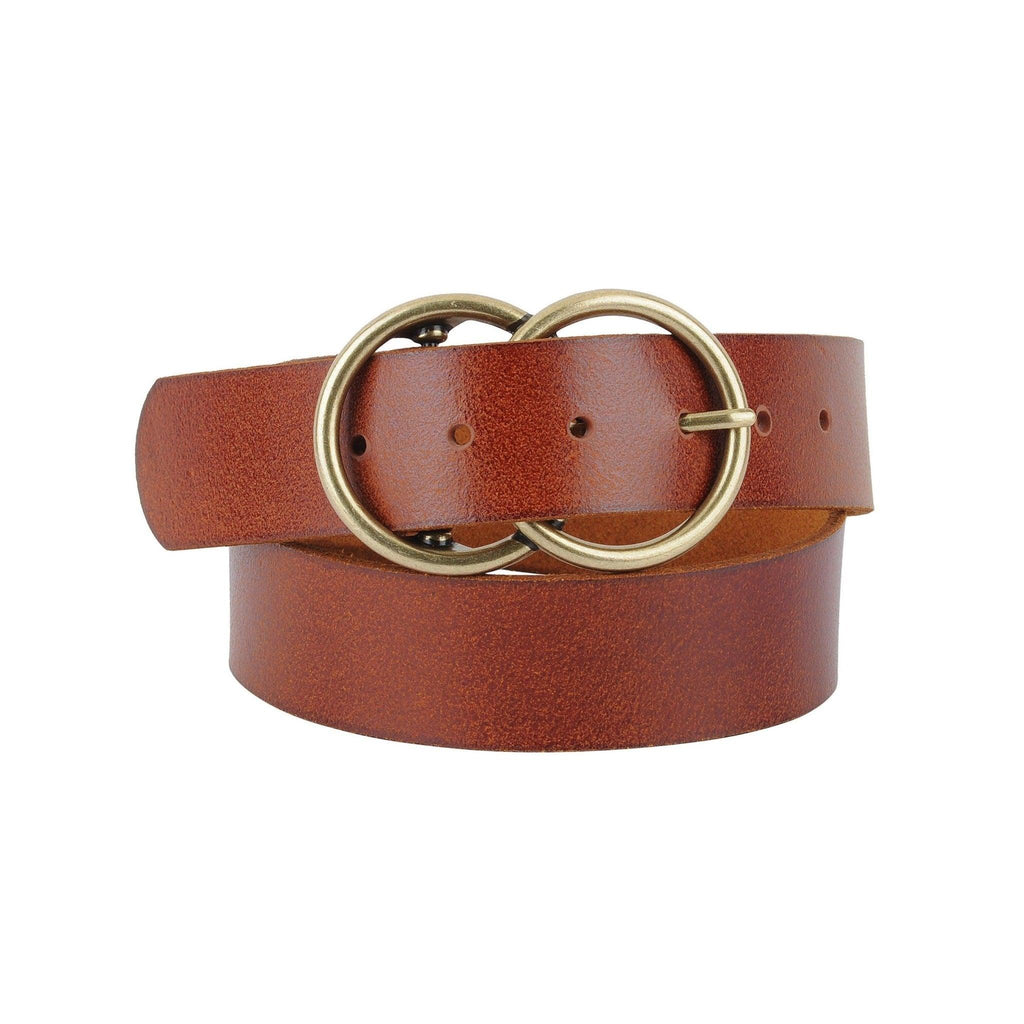 Wide Double Circle Buckle Leather Belt | Most Wanted USA  display picture 1
