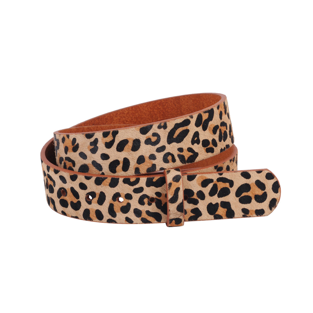 Women - Leopard Print Calf Hair Snap On Belt Strap - mostwantedusa
