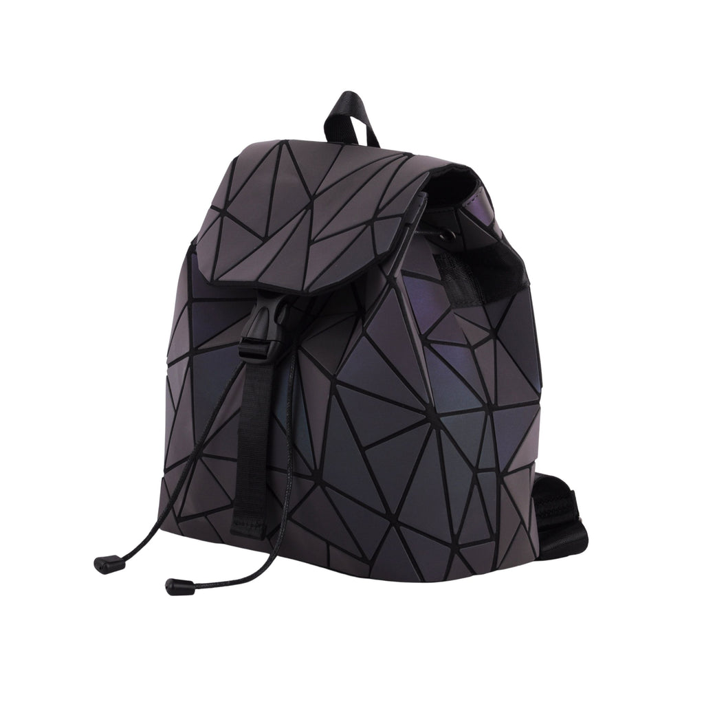Side of Dark Iridescent Flexible Geometric Matte Drawstring Backpack | Most Wanted USA