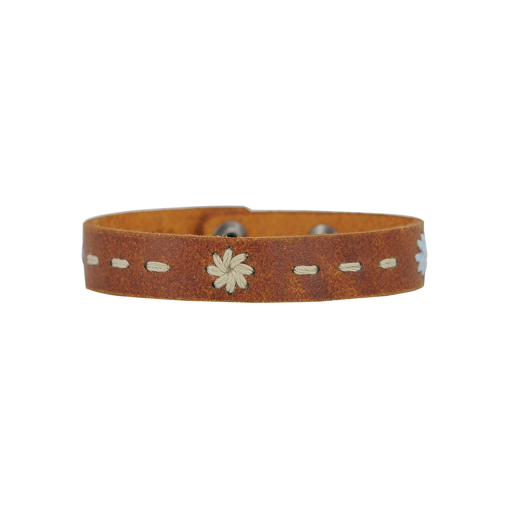 Floral Stitched Leather Bracelet - mostwantedusa
