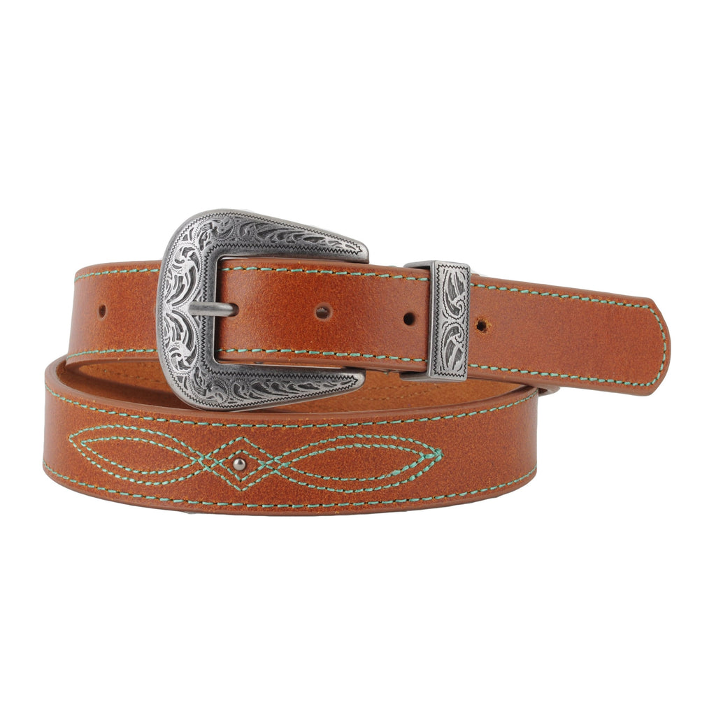 Modern Western Boho Turquoise Stitched Belt - mostwantedusa