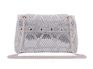 Diamond Pattern Rhinestone Clutch