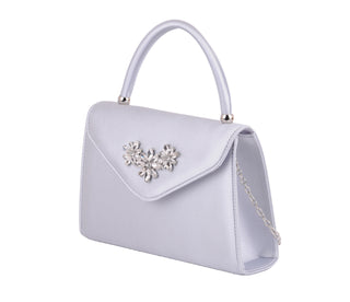 Satin Bag with Rhinestone Floral Decal