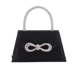 Satin Rhinestone Bow Satchel