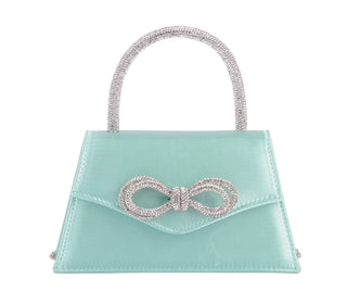 Satin Rhinestone Bow Satchel