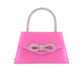 Satin Rhinestone Bow Satchel