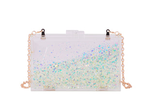 Glittery Clear Hard-Shell Clutch