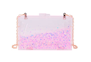 Glittery Clear Hard-Shell Clutch