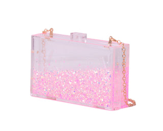 Glittery Clear Hard-Shell Clutch