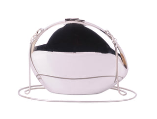 Reflective Mirror Metallic Chrome Bean Clutch