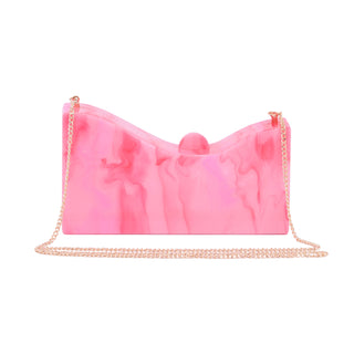 Asymmetrical Acrylic Clutch in Marble Pink