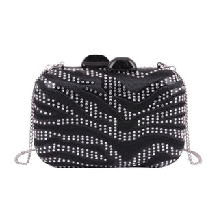 Zebra Print Rhinestone Clutch