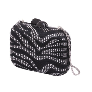 Zebra Print Rhinestone Clutch