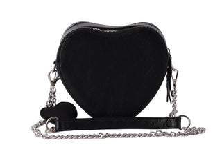 Metallic Heart Crossbody Bag with Bow & LOVE Charm