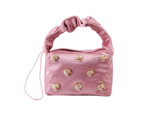 Satin Scrunch Bag with Bow Charms