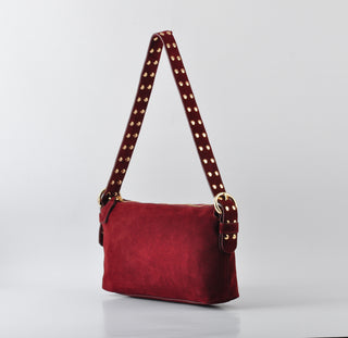 Scarlett Studded Strap Suede Shoulder Bag