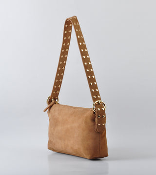 Scarlett Studded Strap Suede Shoulder Bag