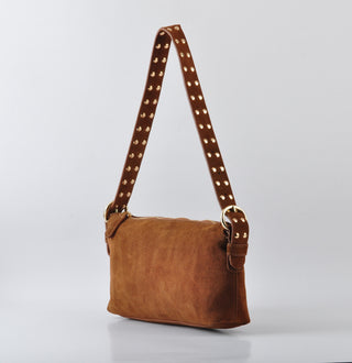 Scarlett Studded Strap Suede Shoulder Bag