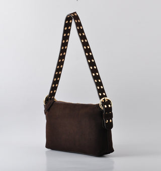 Scarlett Studded Strap Suede Shoulder Bag