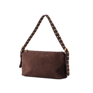 Scarlett Studded Strap Suede Shoulder Bag