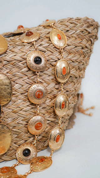 Floral Engraved Chain Belt
