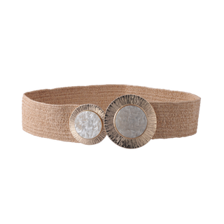 Raffia Stretch Belt with Pearl Buckle｜mostwantedusa