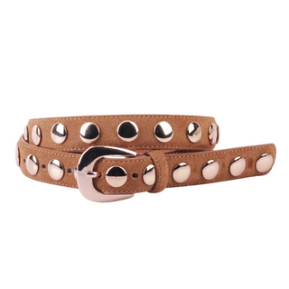 Suede Belt with Wide Studs - Ships October 27th